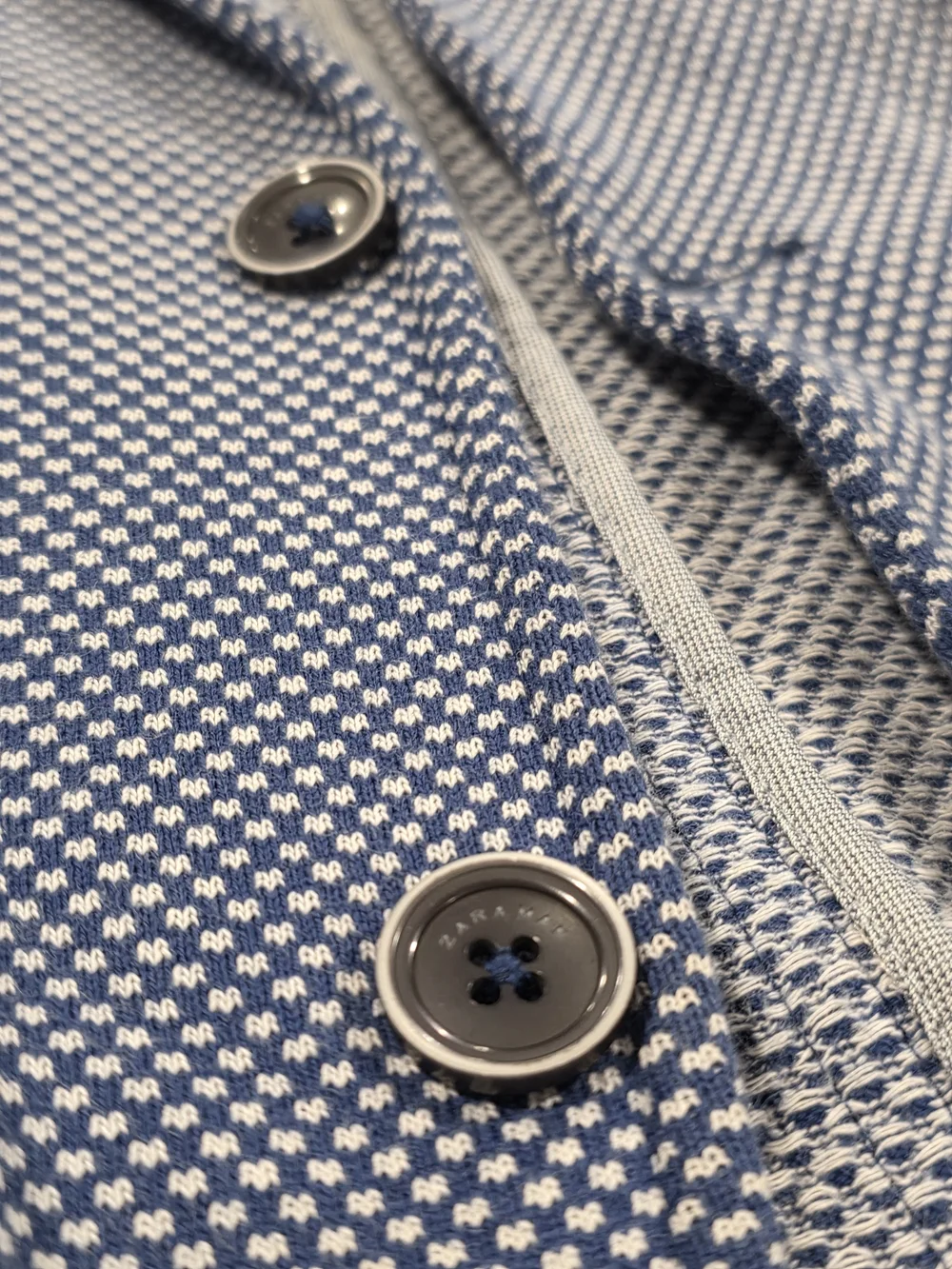 40R Men's Zara Man Unstructured Blazer Speckled Blue All Cotton Slim Sport Coat